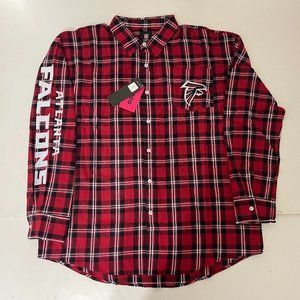 Atlanta Falcons FOCO Mens Flannel Plaid Long Sleeve Button Up Shirt Pocket